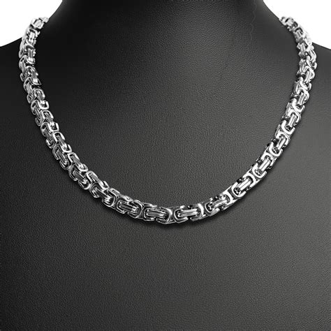 stainless steel byzantine box chain necklace|23.0 mm wide byzantine chain.